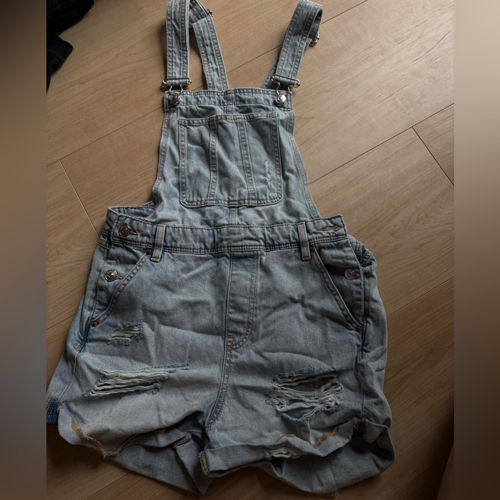 Distressed Denim Overalls